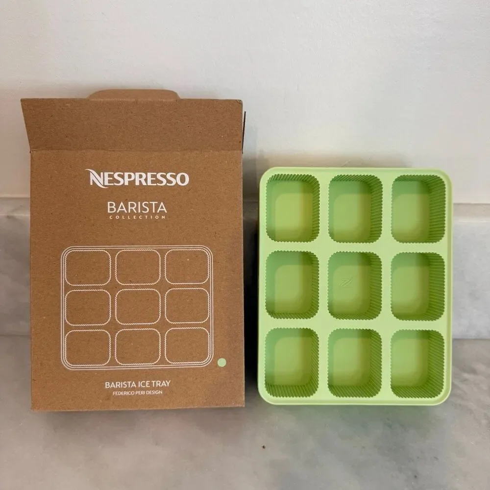 NWT Nespresso Barista Collection Silicone Ice Cube Tray Green OS